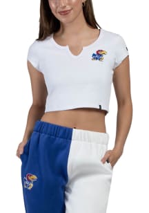 Hype and Vice Kansas Jayhawks Womens White Cali Short Sleeve T-Shirt