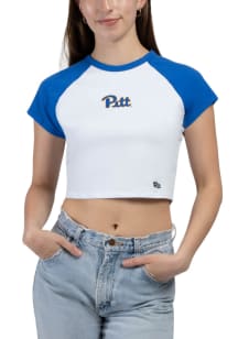 Hype and Vice Pitt Panthers Womens White Homerun Short Sleeve T-Shirt