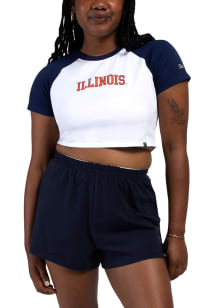 Hype and Vice Illinois Fighting Illini Womens Navy Blue Homerun Short Sleeve T-Shirt