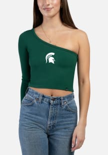 Hype and Vice Michigan State Spartans Womens Green Knock Out One Sleeve LS Tee