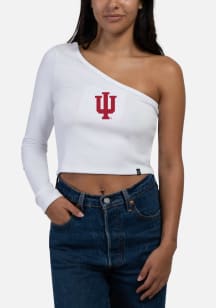 Hype and Vice Indiana Hoosiers Womens White Knock Out One Sleeve LS Tee
