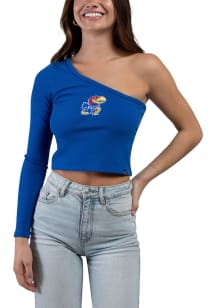 Hype and Vice Kansas Jayhawks Womens Blue Knock Out One Sleeve LS Tee