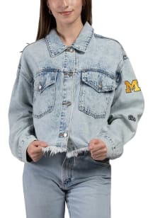 Hype and Vice Michigan Wolverines Womens Blue Denim Light Weight Jacket