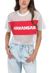 Arkansas Razorbacks Womens Hype and Vice Mesh Fashion Football Jersey - White