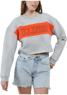 Womens Illinois Fighting Illini Grey Hype and Vice Era Crew Sweatshirt