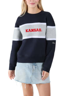 Hype and Vice Kansas Jayhawks Womens Navy Blue Taylor Crew Sweatshirt
