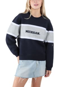 Womens Michigan Wolverines Navy Blue Hype and Vice Taylor Crew Sweatshirt