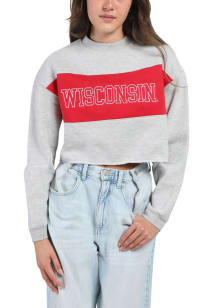 Womens Wisconsin Badgers Grey Hype and Vice Era Crew Sweatshirt