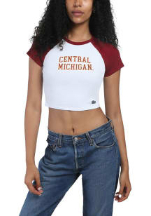 Hype and Vice Central Michigan Chippewas Womens White Homerun Short Sleeve T-Shirt