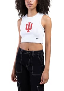 Hype and Vice Indiana Hoosiers Womens White Cut Off Tank Top