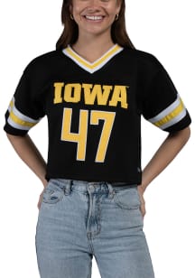 Iowa Hawkeyes Womens Hype and Vice Football Fashion Football Jersey - Black