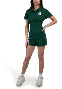 Hype and Vice Michigan State Spartans Womens Green Gameday Romper Short Sleeve Dress