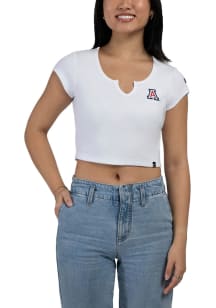 Hype and Vice Arizona Wildcats Womens White Cali Crop Short Sleeve T-Shirt