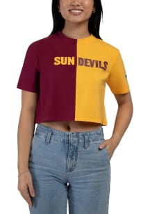 Hype and Vice Arizona State Sun Devils Womens Maroon Brandy Crop Short Sleeve T-Shirt