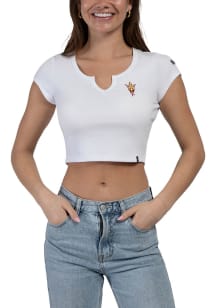 Hype and Vice Arizona State Sun Devils Womens White Cali Crop Short Sleeve T-Shirt