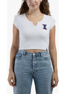 Hype and Vice Illinois Fighting Illini Womens White Cali Crop Short Sleeve T-Shirt