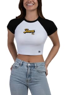 Hype and Vice Iowa Hawkeyes Womens Black Homerun Raglan Short Sleeve T-Shirt