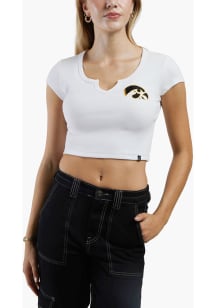 Hype and Vice Iowa Hawkeyes Womens White Cali Crop Short Sleeve T-Shirt