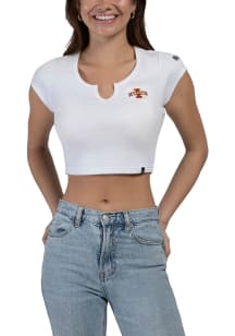 Hype and Vice Iowa State Cyclones Womens White Cali Crop Short Sleeve T-Shirt