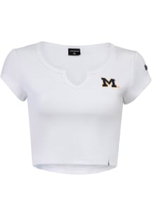 Michigan Wolverines White Hype and Vice Cali Crop Short Sleeve T-Shirt