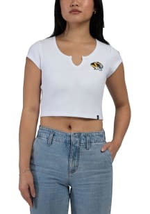Hype and Vice Missouri Tigers Womens White Cali Crop Short Sleeve T-Shirt