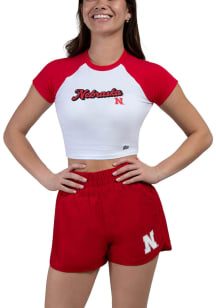 Hype and Vice Nebraska Cornhuskers Womens White Homerun Raglan Short Sleeve T-Shirt