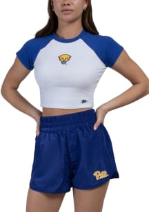 Hype and Vice Pitt Panthers Womens White Homerun Raglan Short Sleeve T-Shirt