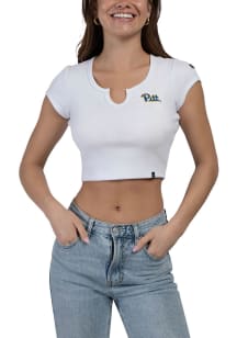 Pitt Panthers White Hype and Vice Cali Crop Short Sleeve T-Shirt