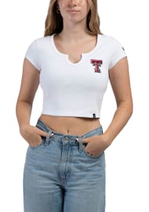 Hype and Vice Texas Tech Red Raiders Womens White Cali Crop Short Sleeve T-Shirt