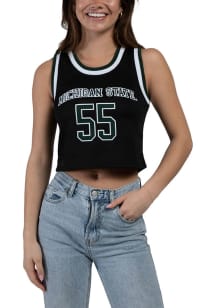 Michigan State Spartans Womens Hype and Vice Cropped Basketball Fashion Basketball Jersey - Blac..