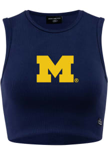 Womens Michigan Wolverines Navy Blue Hype and Vice Cut Off Tank Top