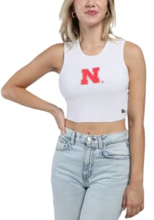 Womens Nebraska Cornhuskers White Hype and Vice Cut Off Tank Top