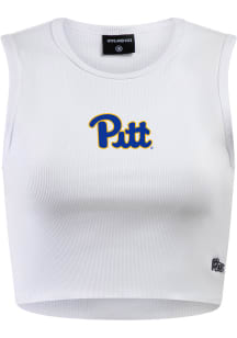 Hype and Vice Pitt Panthers Womens White Cut Off Tank Top