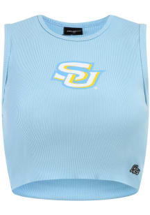 Hype and Vice Southern University Jaguars Womens Light Blue Cut Off Tank Top