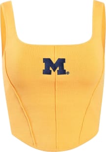 Womens Michigan Wolverines Gold Hype and Vice Knit Corset Tank Top