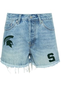 Womens Michigan State Spartans Blue Hype and Vice Denim Patched Shorts