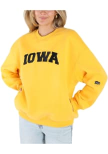 Womens Iowa Hawkeyes Gold Hype and Vice Offside Crew Sweatshirt