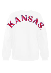 Hype and Vice Kansas Jayhawks Womens White Oversized Crew Sweatshirt