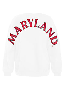Hype and Vice Maryland Terrapins Womens White Oversized Crew Sweatshirt