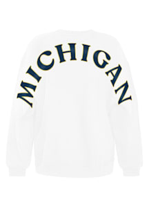 Hype and Vice Michigan Wolverines Womens White Oversized Crew Sweatshirt
