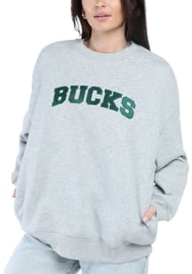 Hype and Vice Milwaukee Bucks Womens Grey Offside Crew Sweatshirt