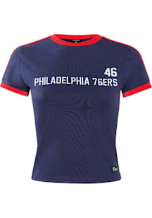 Hype and Vice Philadelphia 76ers Womens Navy Blue Goalie Short Sleeve T-Shirt