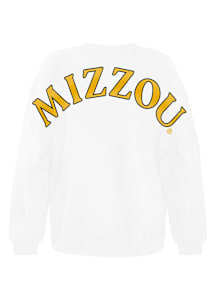 Hype and Vice Missouri Tigers Womens White Oversized Crew Sweatshirt