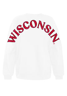 Hype and Vice Wisconsin Badgers Womens White Oversized Crew Sweatshirt