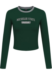 Hype and Vice Michigan State Spartans Womens Green Baby Tee LS Tee