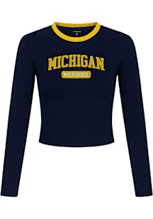 Womens Michigan Wolverines Blue Hype and Vice Baby Tee LS Tee