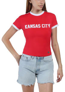 Hype and Vice Kansas City Womens Red Goalie Baby Tee Short Sleeve T-Shirt