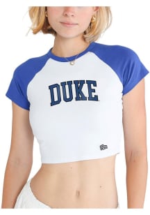 Hype and Vice Duke Blue Devils Womens White Homerun Short Sleeve T-Shirt