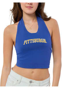 Womens Pitt Panthers Blue Hype and Vice Halter Tank Top