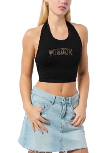 Womens Purdue Boilermakers Black Hype and Vice Halter Tank Top